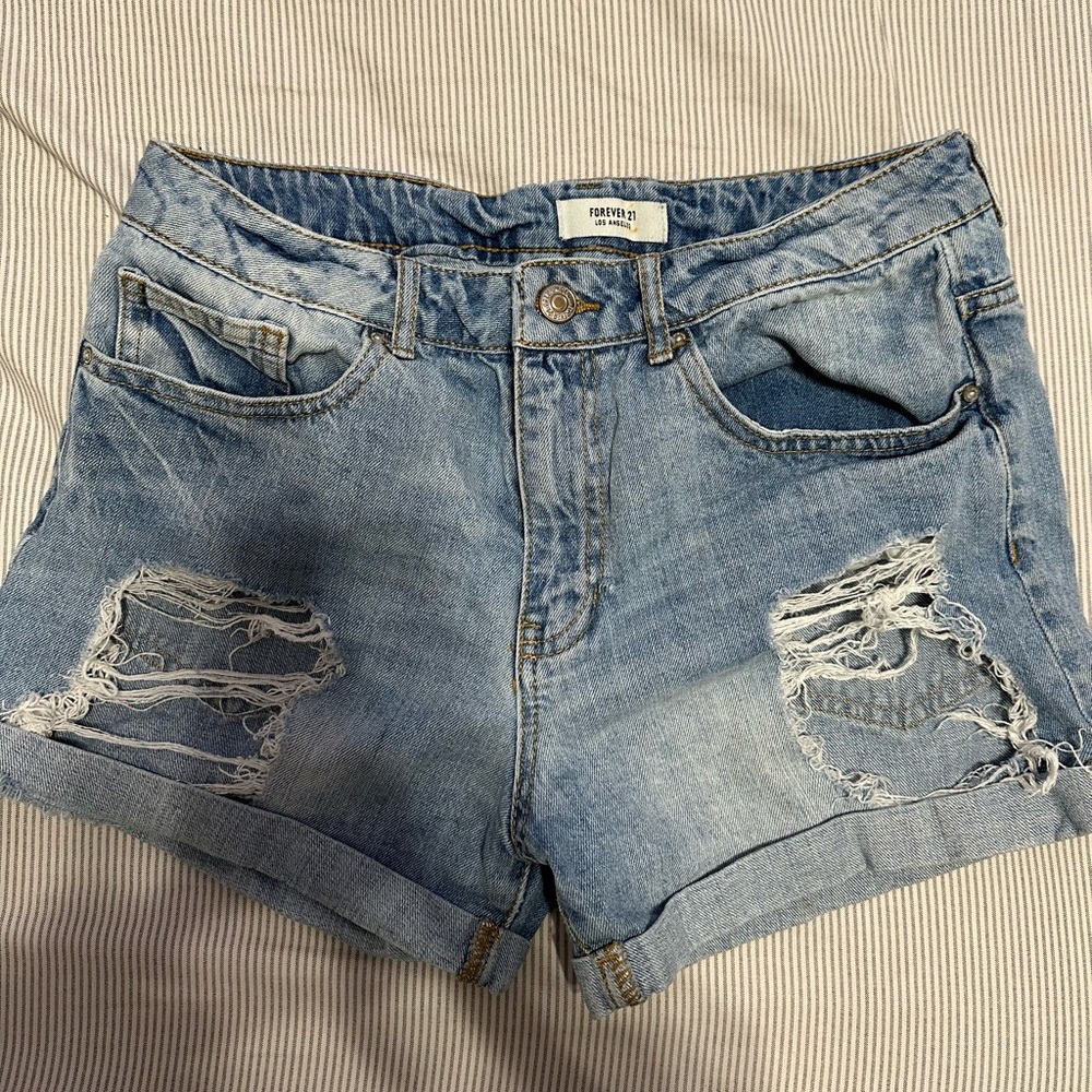 F21 ripped cuffed shorts size 26